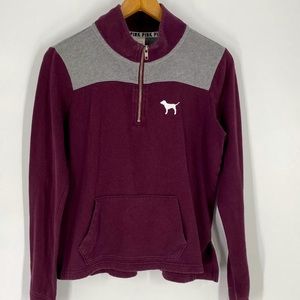 PINK Victoria's Secret Size SMALL Quarter Zip Jacket in Maroon. VINTAGE